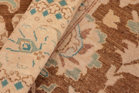 handmade Transitional Kafkaz Brown Beige Hand Knotted RECTANGLE 100% WOOL area rug 8' x 10'