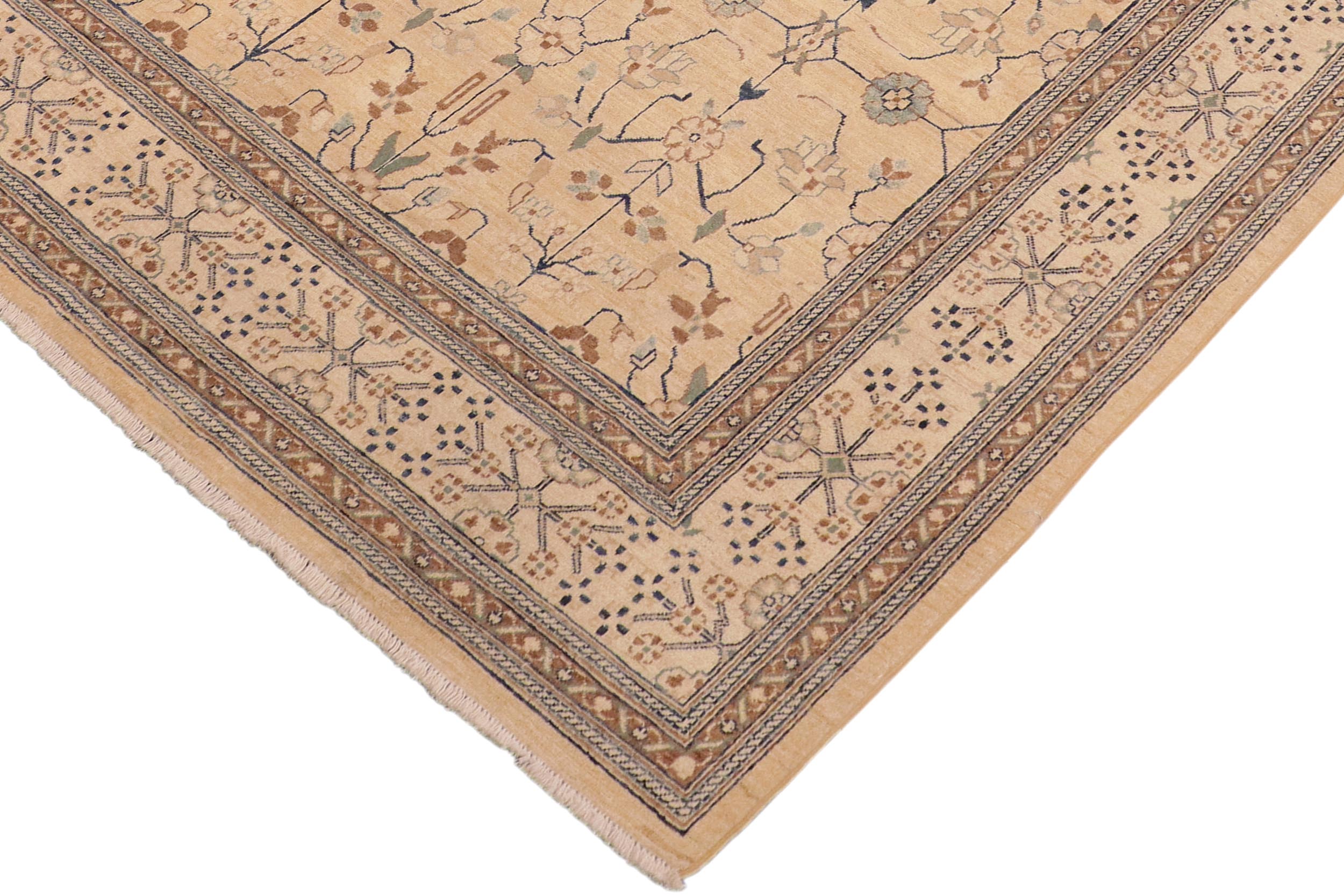 handmade Transitional Kafkaz Tan Beige Hand Knotted RECTANGLE 100% WOOL area rug 8' x 10'