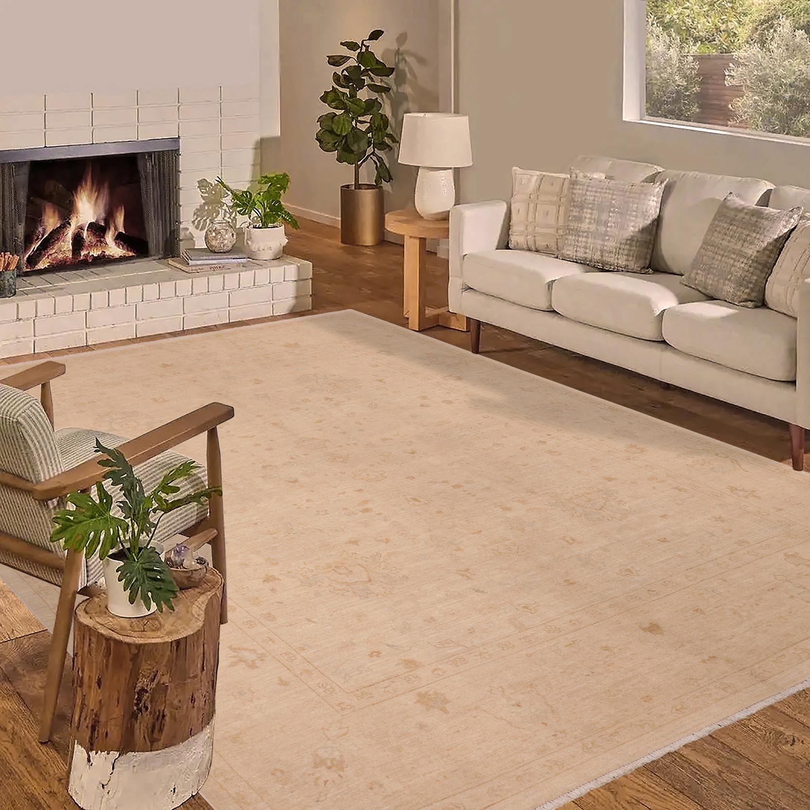 handmade Traditional Kafkaz Beige Tan Hand Knotted RECTANGLE 100% WOOL area rug 8x10