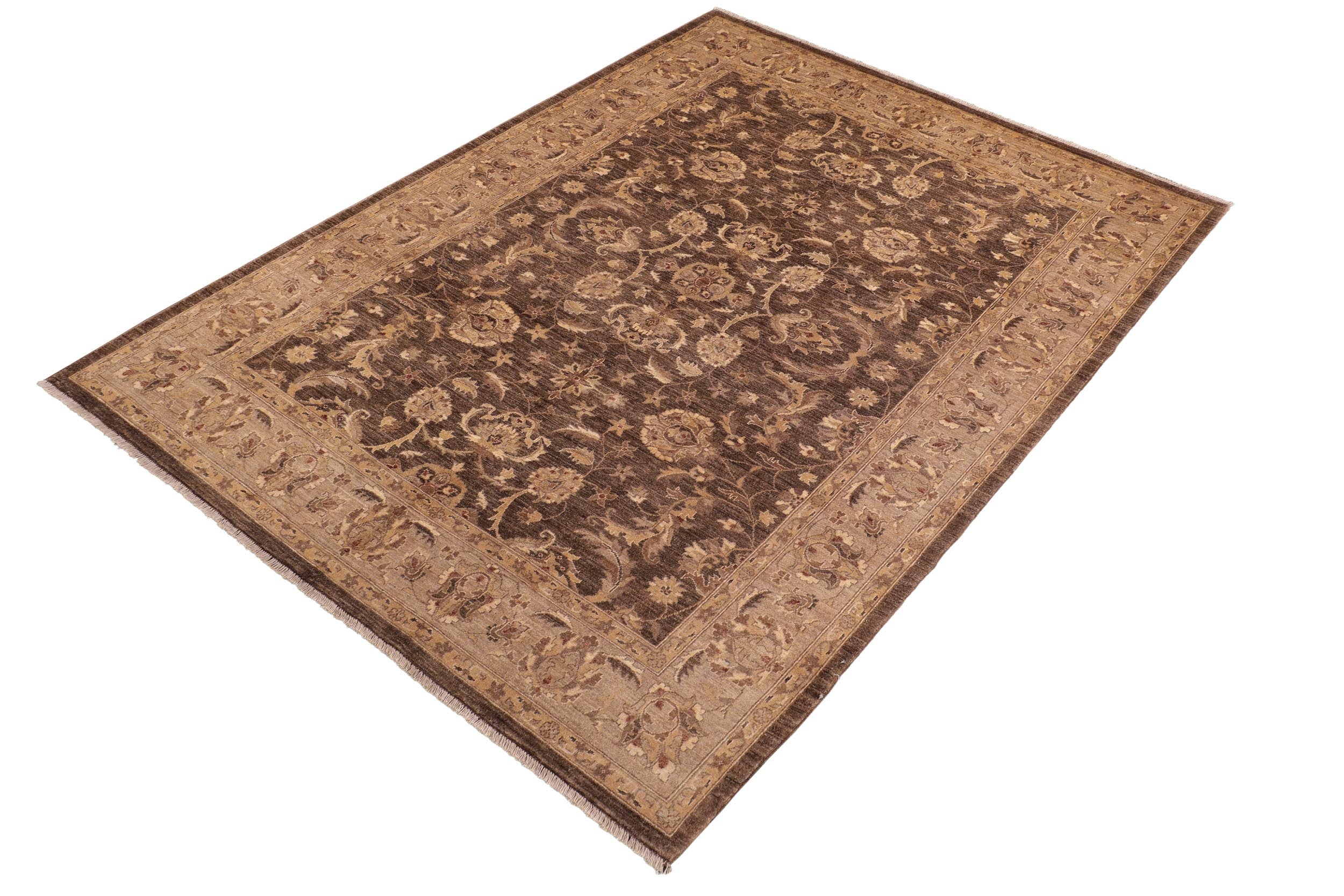 handmade Traditional Kafkaz Brown Tan Hand Knotted RECTANGLE 100% WOOL area rug 8x10