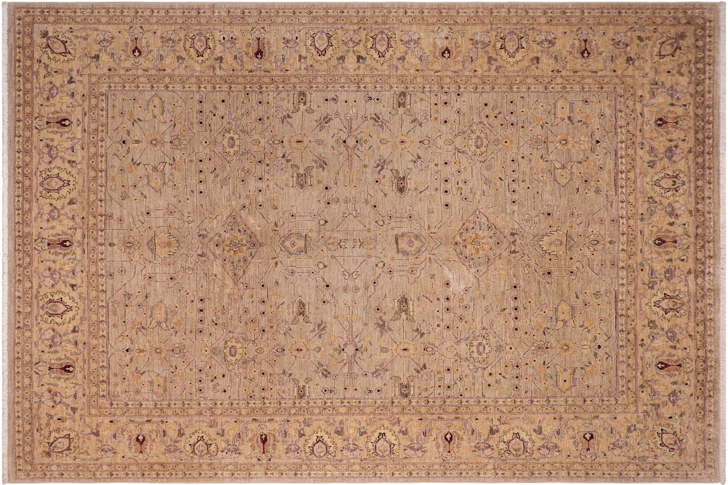 handmade Traditional Kafkaz Gray Gold Hand Knotted RECTANGLE 100% WOOL area rug 8x10
