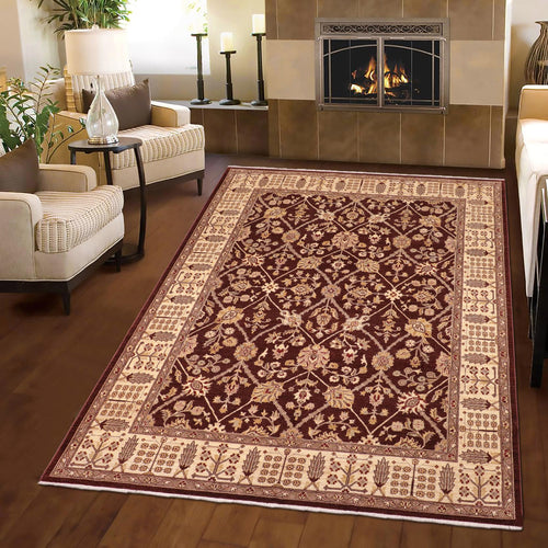 handmade Transitional Kafkaz Brown Beige Hand Knotted RECTANGLE 100% WOOL area rug 8' x 11'