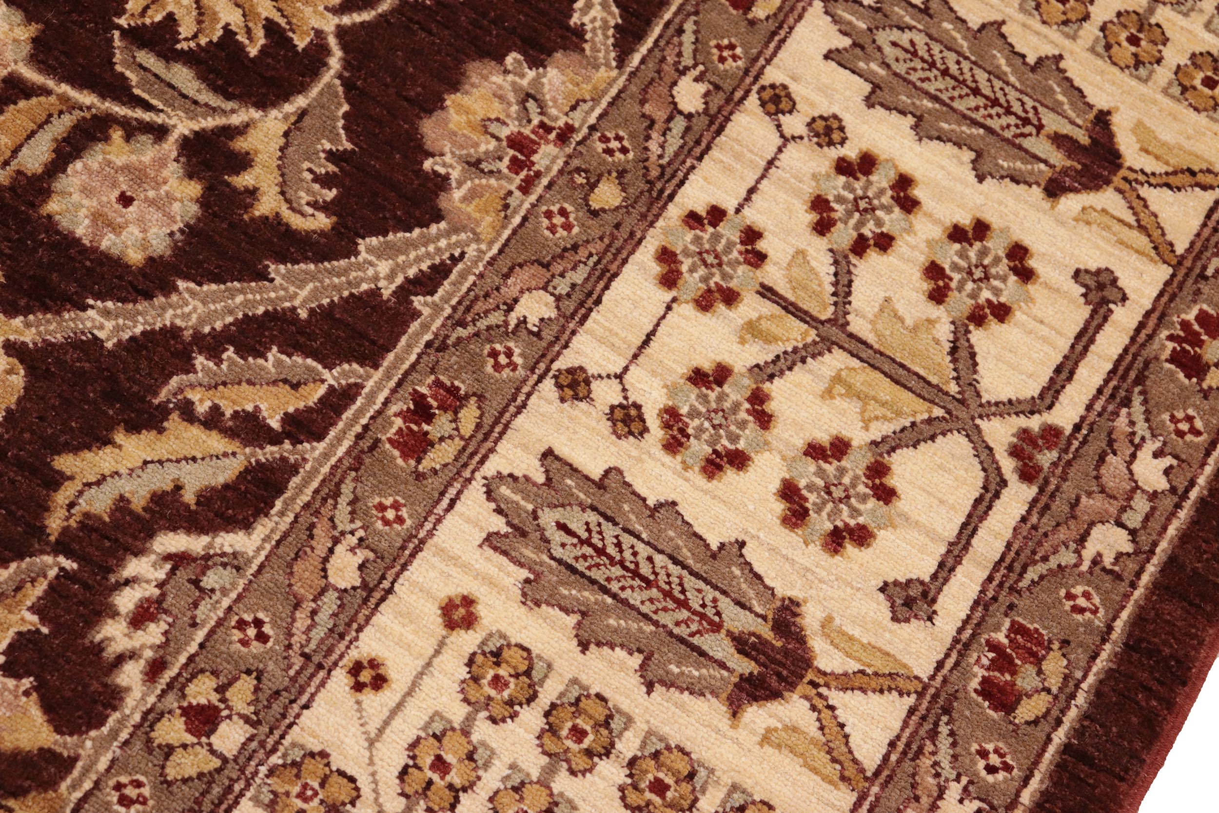 handmade Transitional Kafkaz Brown Beige Hand Knotted RECTANGLE 100% WOOL area rug 8' x 11'