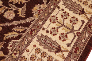 handmade Transitional Kafkaz Brown Beige Hand Knotted RECTANGLE 100% WOOL area rug 8' x 11'