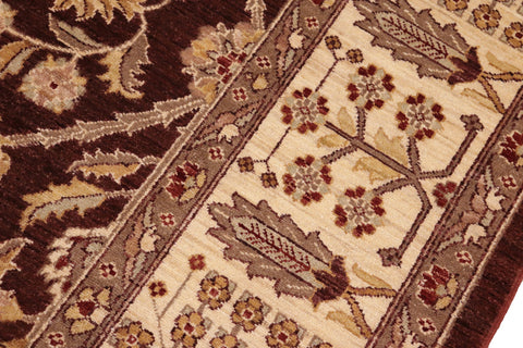 handmade Transitional Kafkaz Brown Beige Hand Knotted RECTANGLE 100% WOOL area rug 8' x 11'