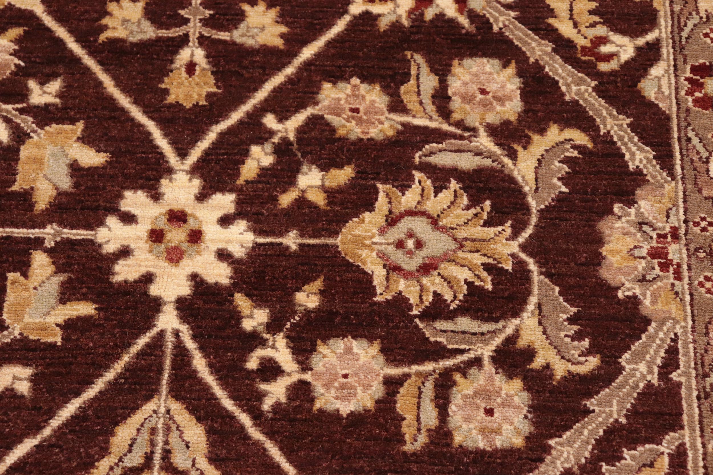 handmade Transitional Kafkaz Brown Beige Hand Knotted RECTANGLE 100% WOOL area rug 8' x 11'