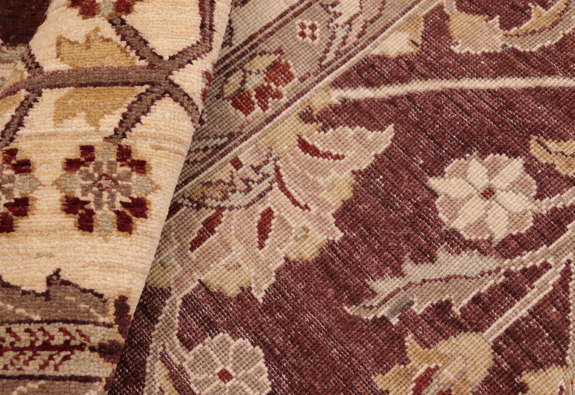 handmade Transitional Kafkaz Brown Beige Hand Knotted RECTANGLE 100% WOOL area rug 8' x 11'