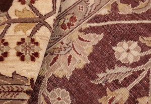 handmade Transitional Kafkaz Brown Beige Hand Knotted RECTANGLE 100% WOOL area rug 8' x 11'