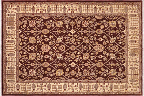 handmade Transitional Kafkaz Brown Beige Hand Knotted RECTANGLE 100% WOOL area rug 8' x 11'