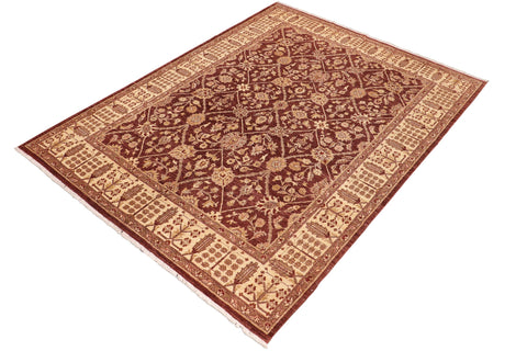 handmade Transitional Kafkaz Brown Beige Hand Knotted RECTANGLE 100% WOOL area rug 8' x 11'