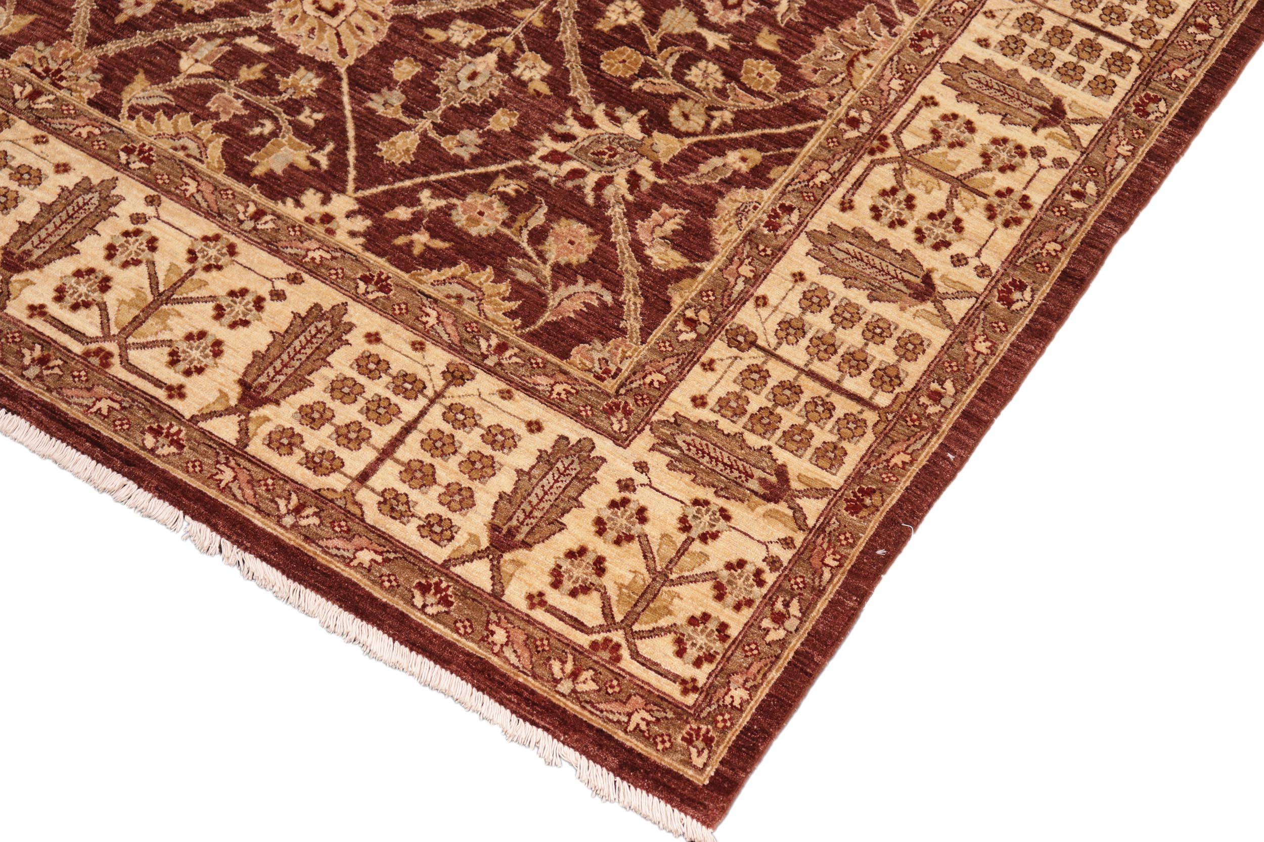 handmade Transitional Kafkaz Brown Beige Hand Knotted RECTANGLE 100% WOOL area rug 8' x 11'