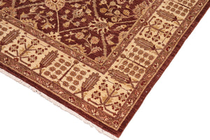 handmade Transitional Kafkaz Brown Beige Hand Knotted RECTANGLE 100% WOOL area rug 8' x 11'