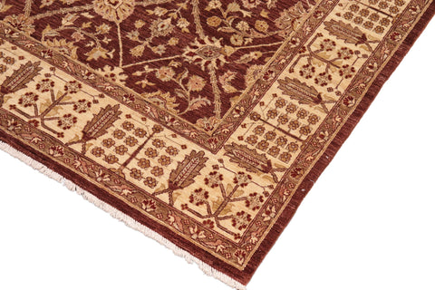 handmade Transitional Kafkaz Brown Beige Hand Knotted RECTANGLE 100% WOOL area rug 8' x 11'