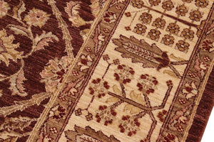 handmade Transitional Kafkaz Brown Beige Hand Knotted RECTANGLE 100% WOOL area rug 8' x 11'