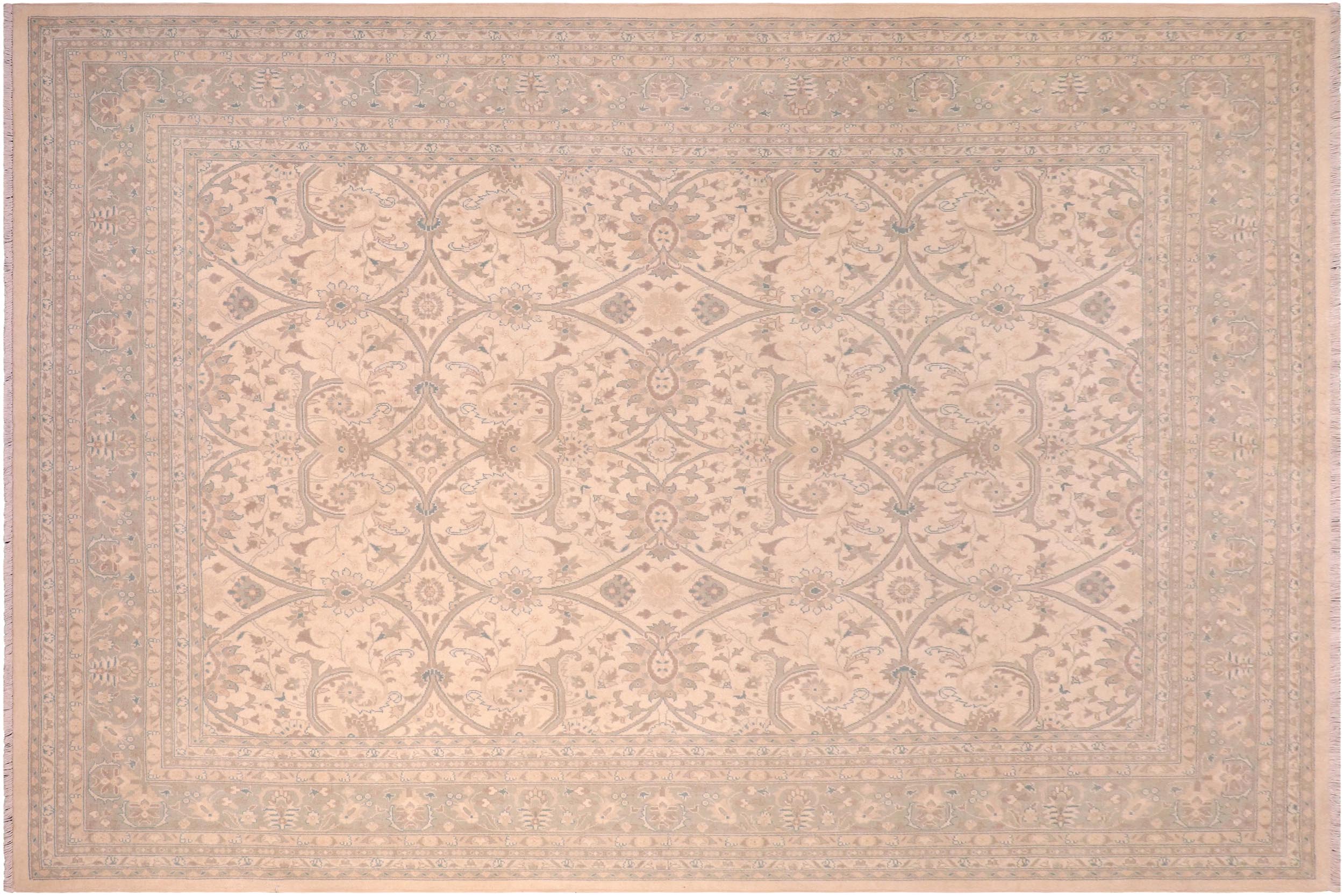 handmade Traditional Kafkaz Beige Green Hand Knotted RECTANGLE 100% WOOL area rug 8x10