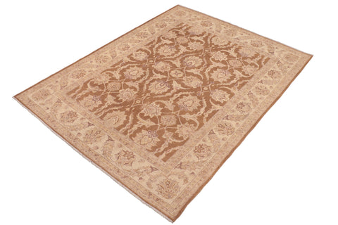 handmade Transitional Kafkaz Brown Beige Hand Knotted RECTANGLE 100% WOOL area rug 8' x 10'