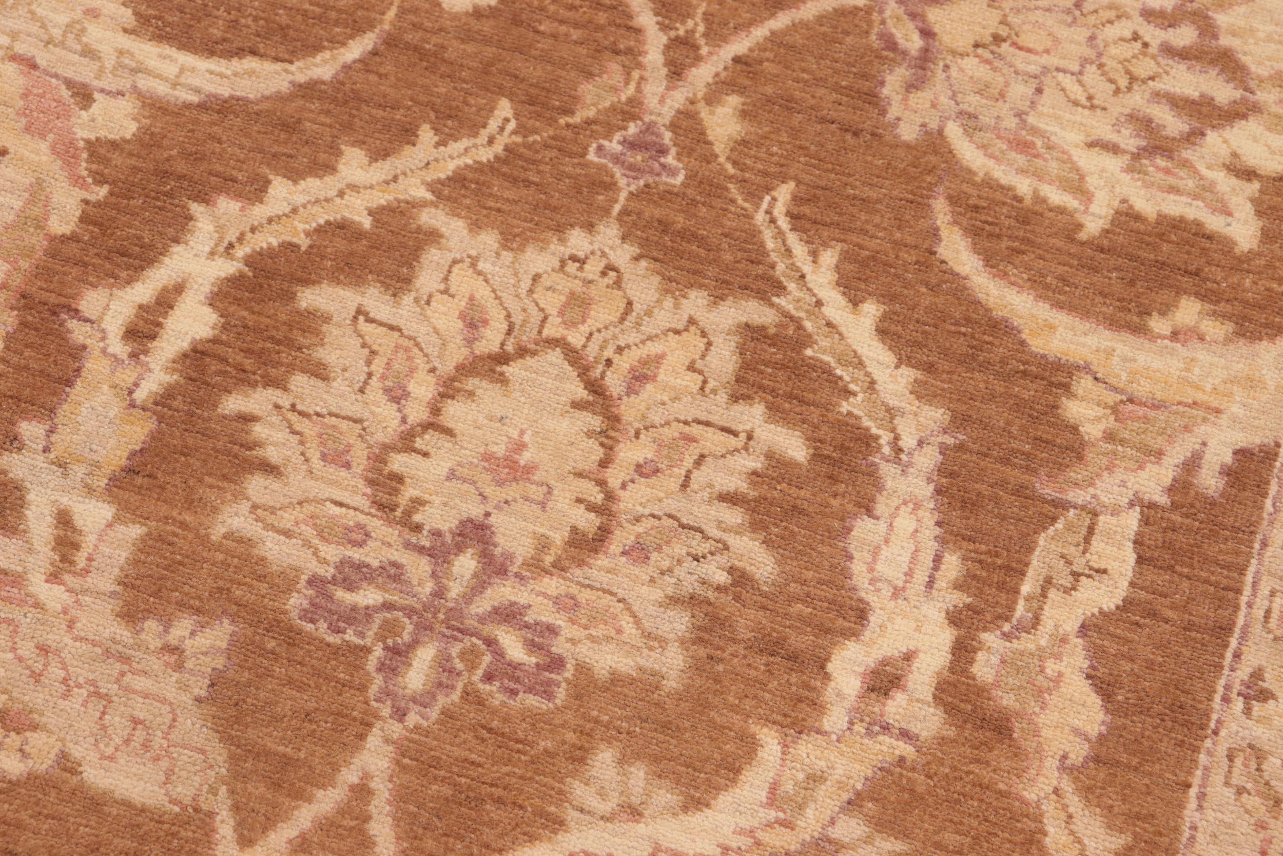 handmade Transitional Kafkaz Brown Beige Hand Knotted RECTANGLE 100% WOOL area rug 8' x 10'