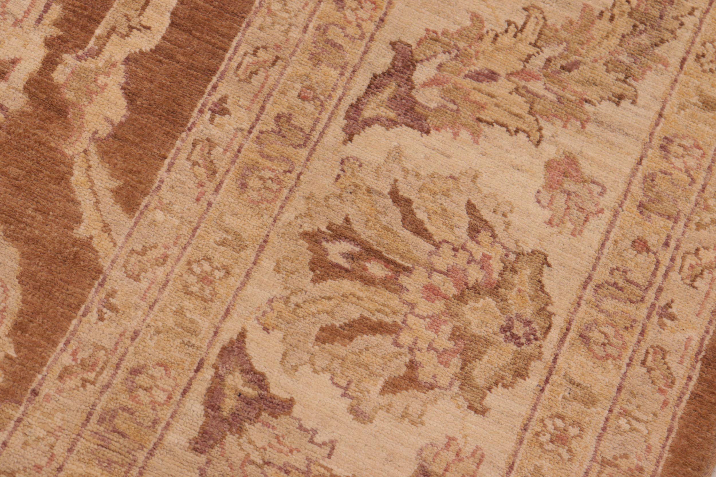 handmade Transitional Kafkaz Brown Beige Hand Knotted RECTANGLE 100% WOOL area rug 8' x 10'