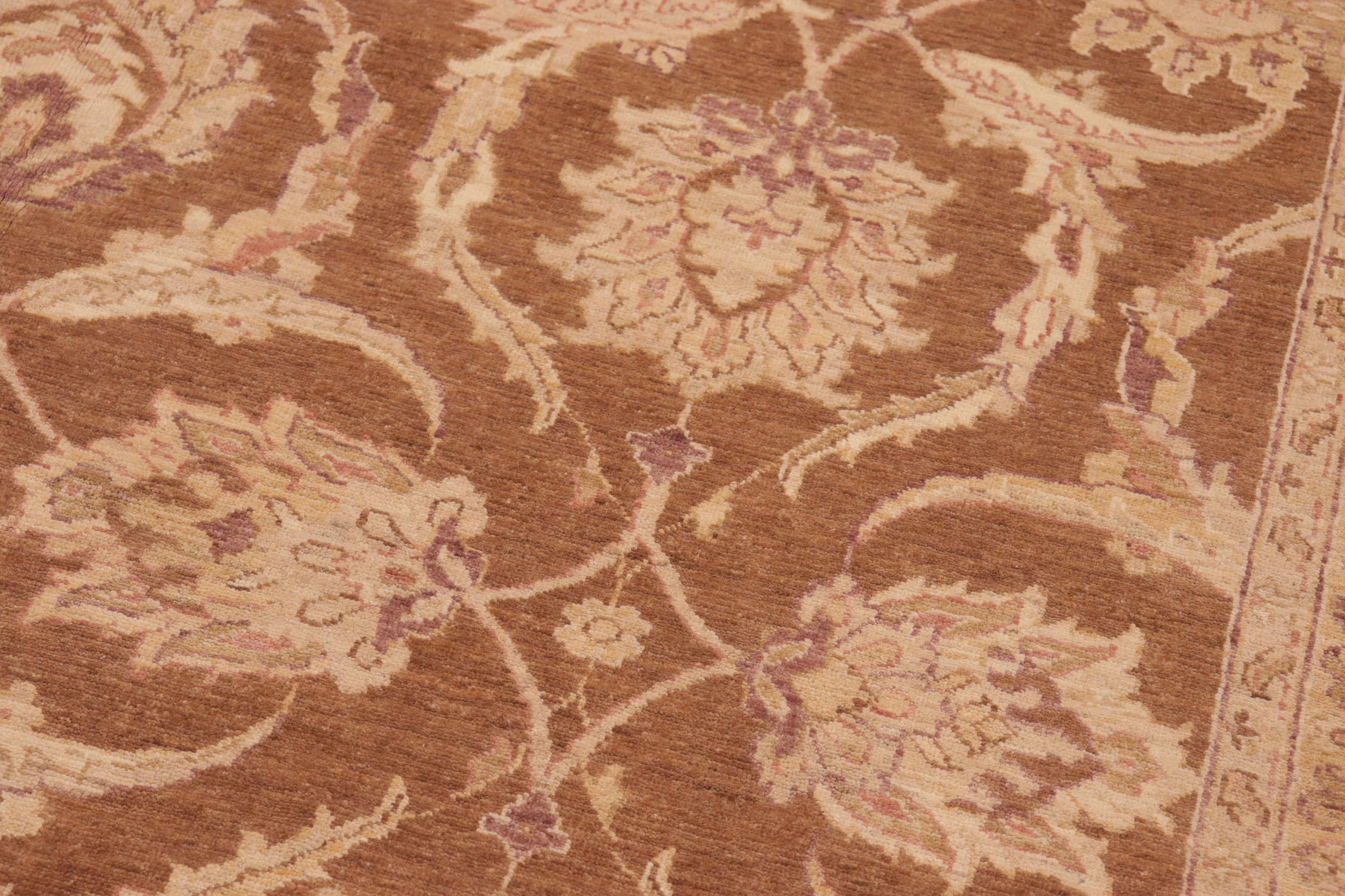 handmade Transitional Kafkaz Brown Beige Hand Knotted RECTANGLE 100% WOOL area rug 8' x 10'