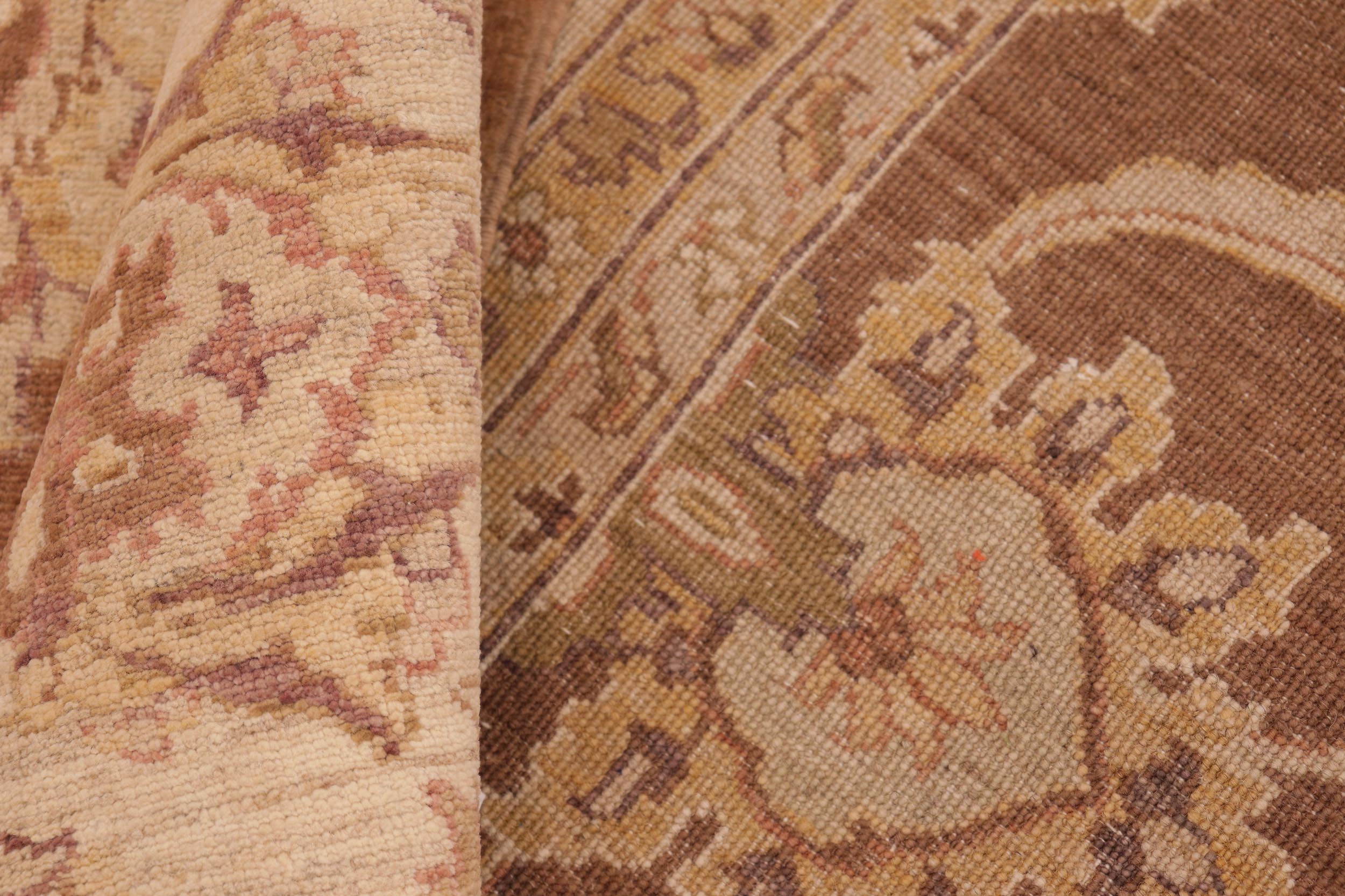 handmade Transitional Kafkaz Brown Beige Hand Knotted RECTANGLE 100% WOOL area rug 8' x 10'