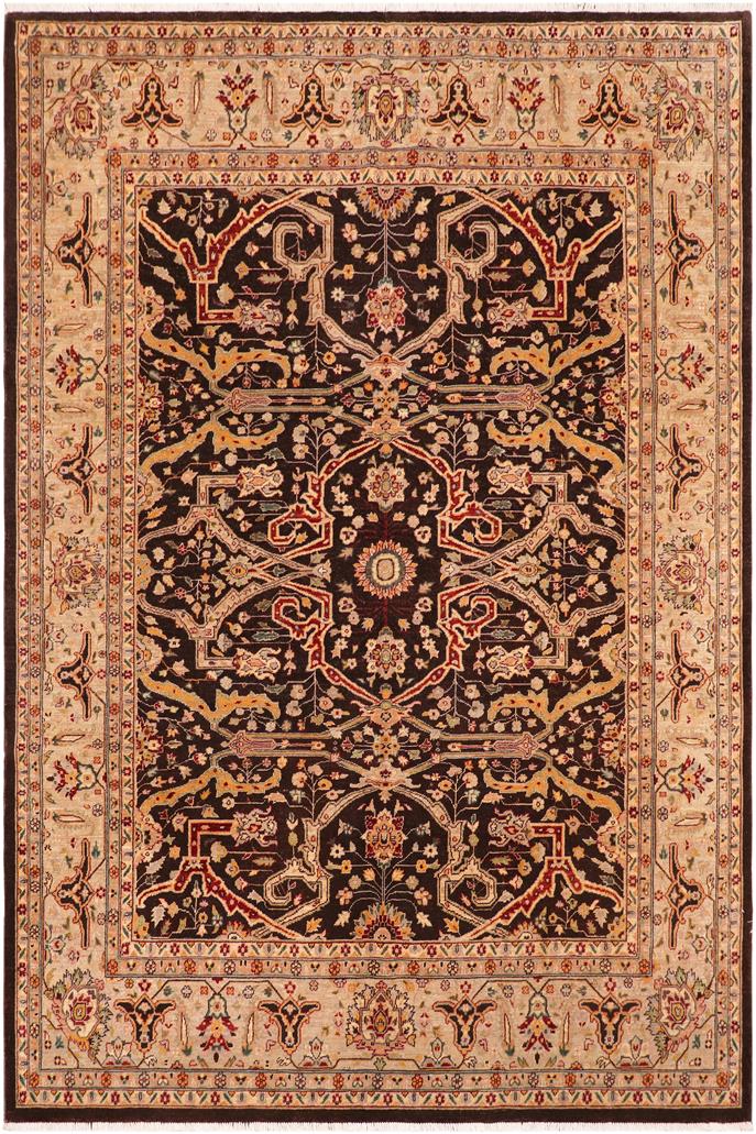 handmade Traditional Kafkaz Brown Tan Hand Knotted RECTANGLE 100% WOOL area rug 8 x 10