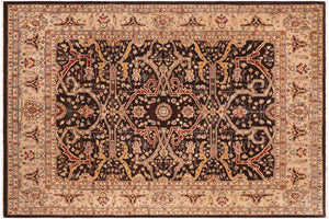 8x10 hand knotted transitional wool rug in brown and tan - Eclectic Benita