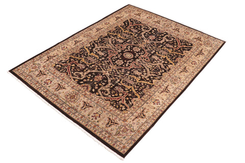 handmade Transitional Kafkaz Brown Tan Hand Knotted RECTANGLE 100% WOOL area rug 8' x 10'