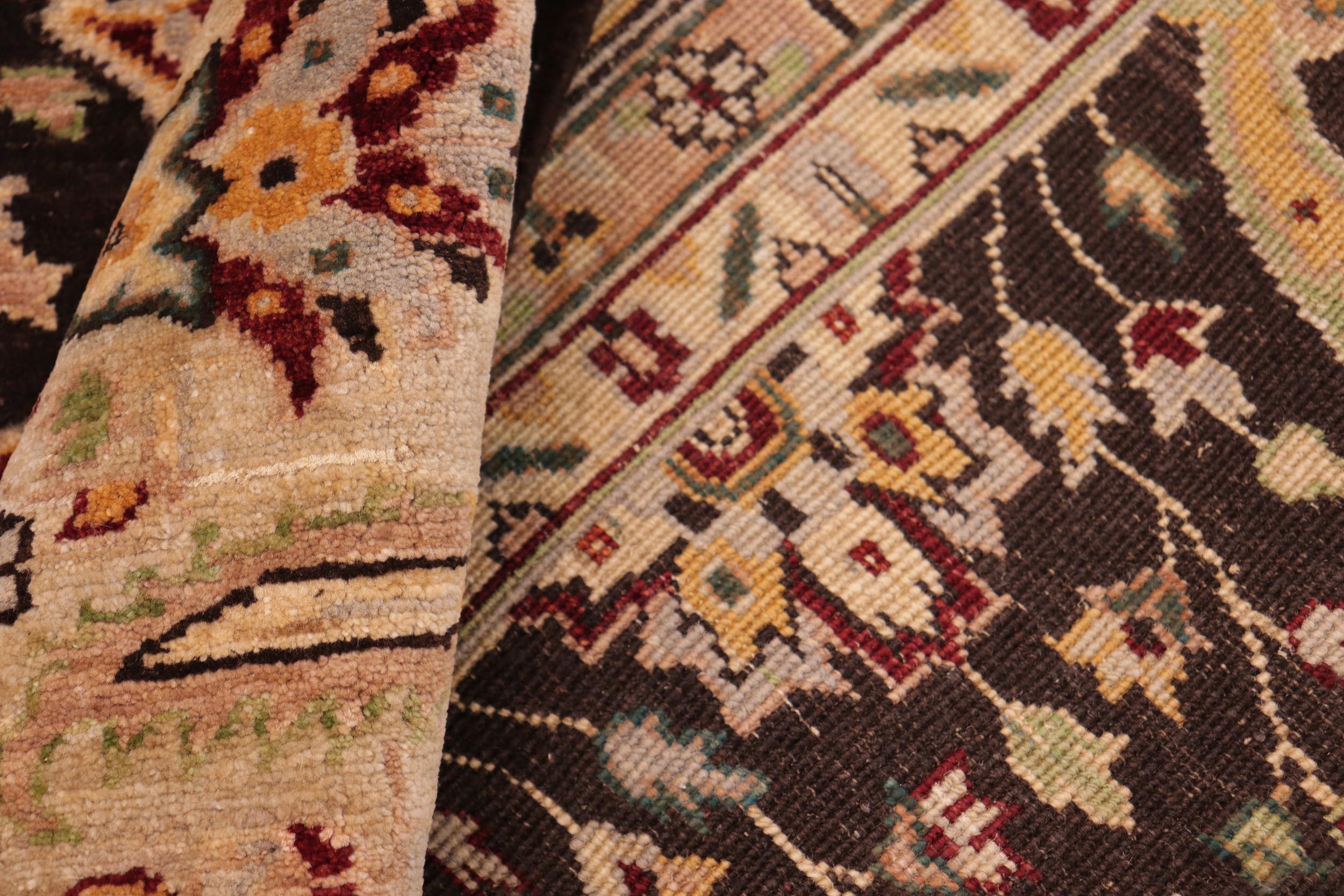 handmade Transitional Kafkaz Brown Tan Hand Knotted RECTANGLE 100% WOOL area rug 8' x 10'