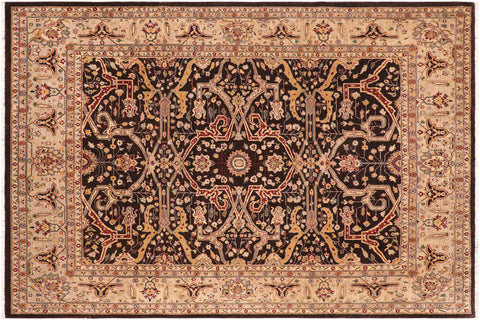 handmade Transitional Kafkaz Brown Tan Hand Knotted RECTANGLE 100% WOOL area rug 8' x 10'