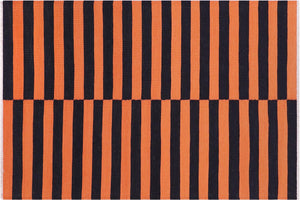 3x5 hand woven Turkish Flat Weave Kilim wool rug in rust and black - Chic Turkish Sue