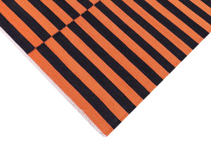 handmade Modern Kilim Rust Black Hand-Woven RECTANGLE 100% WOOL area rug 3x5
