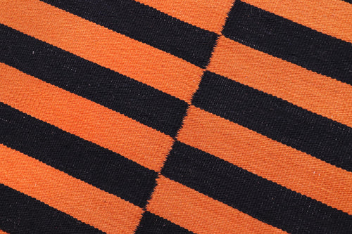 handmade Modern Kilim Rust Black Hand-Woven RECTANGLE 100% WOOL area rug 3x5