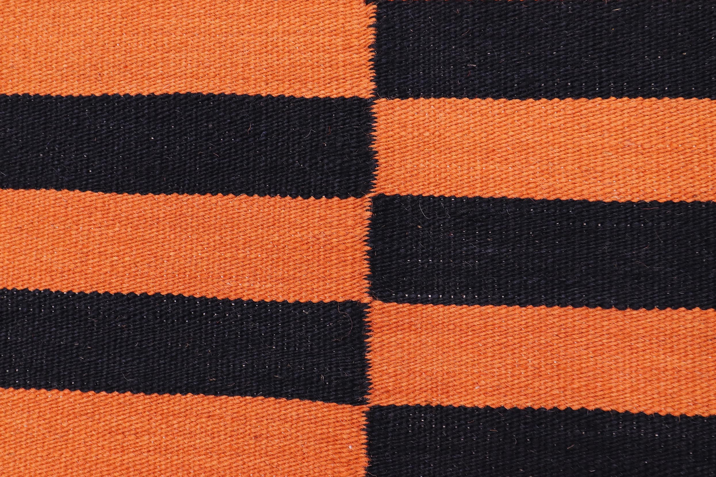 handmade Modern Kilim Rust Black Hand-Woven RECTANGLE 100% WOOL area rug 3x5