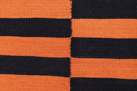 handmade Modern Kilim Rust Black Hand-Woven RECTANGLE 100% WOOL area rug 3x5