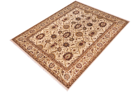 handmade Transitional Kafkaz Ivory Lt. Green Hand Knotted RECTANGLE 100% WOOL area rug 8' x 10'