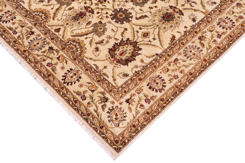 handmade Transitional Kafkaz Ivory Lt. Green Hand Knotted RECTANGLE 100% WOOL area rug 8' x 10'