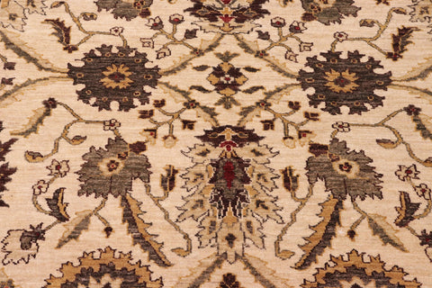 handmade Transitional Kafkaz Ivory Lt. Green Hand Knotted RECTANGLE 100% WOOL area rug 8' x 10'