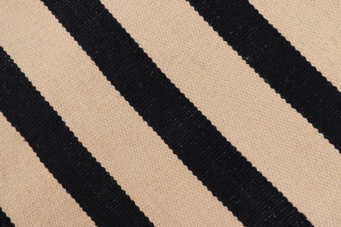 handmade Modern Kilim Beige Black Hand-Woven RECTANGLE 100% WOOL area rug 5x6