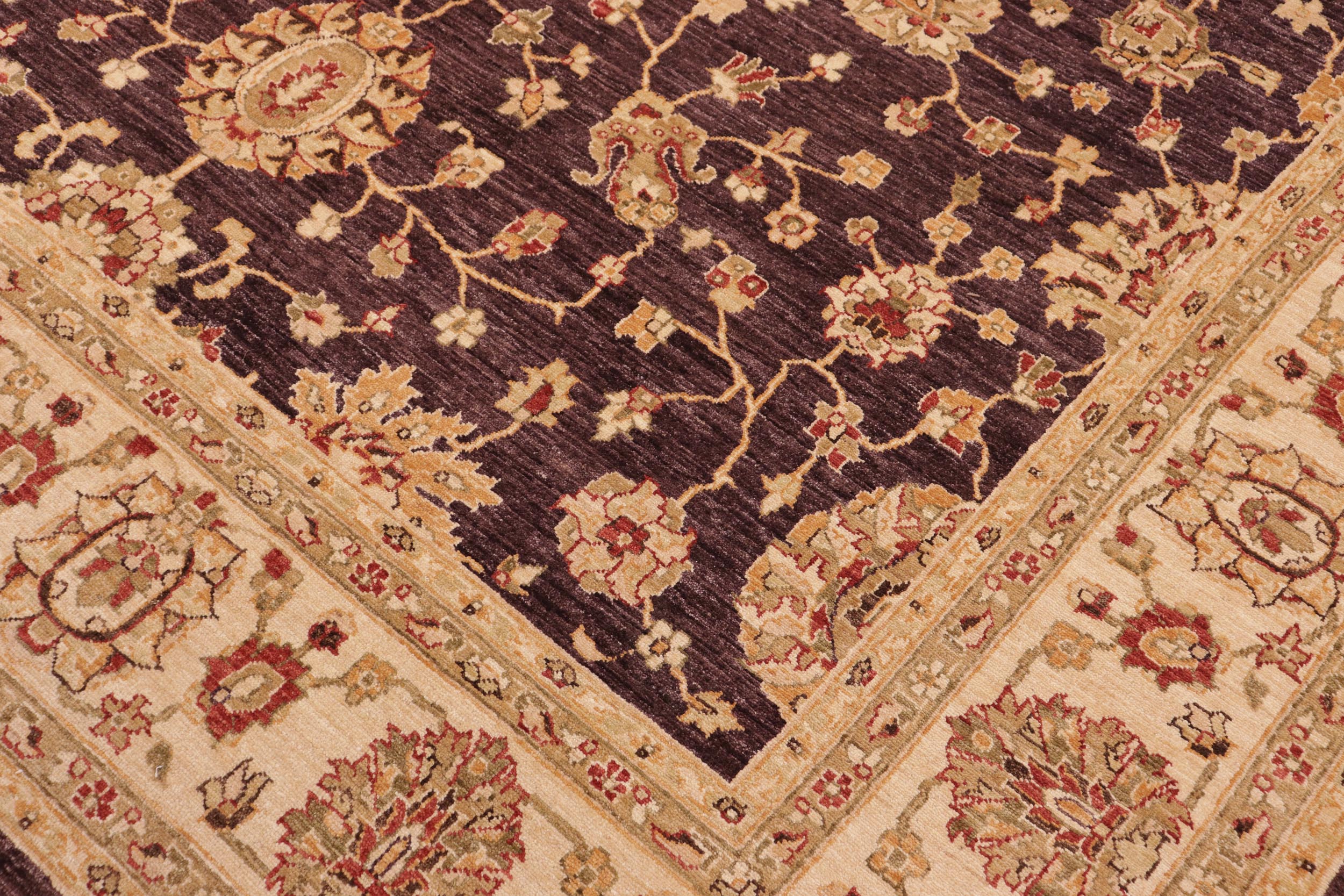 handmade Traditional Kafkaz Purple Beige Hand Knotted RECTANGLE 100% WOOL area rug 8x11