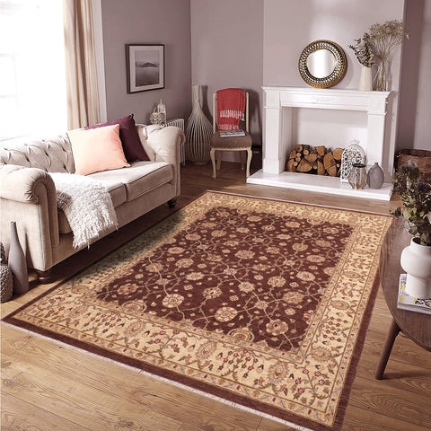 handmade Transitional Kafkaz Brown Beige Hand Knotted RECTANGLE 100% WOOL area rug 8' x 10'
