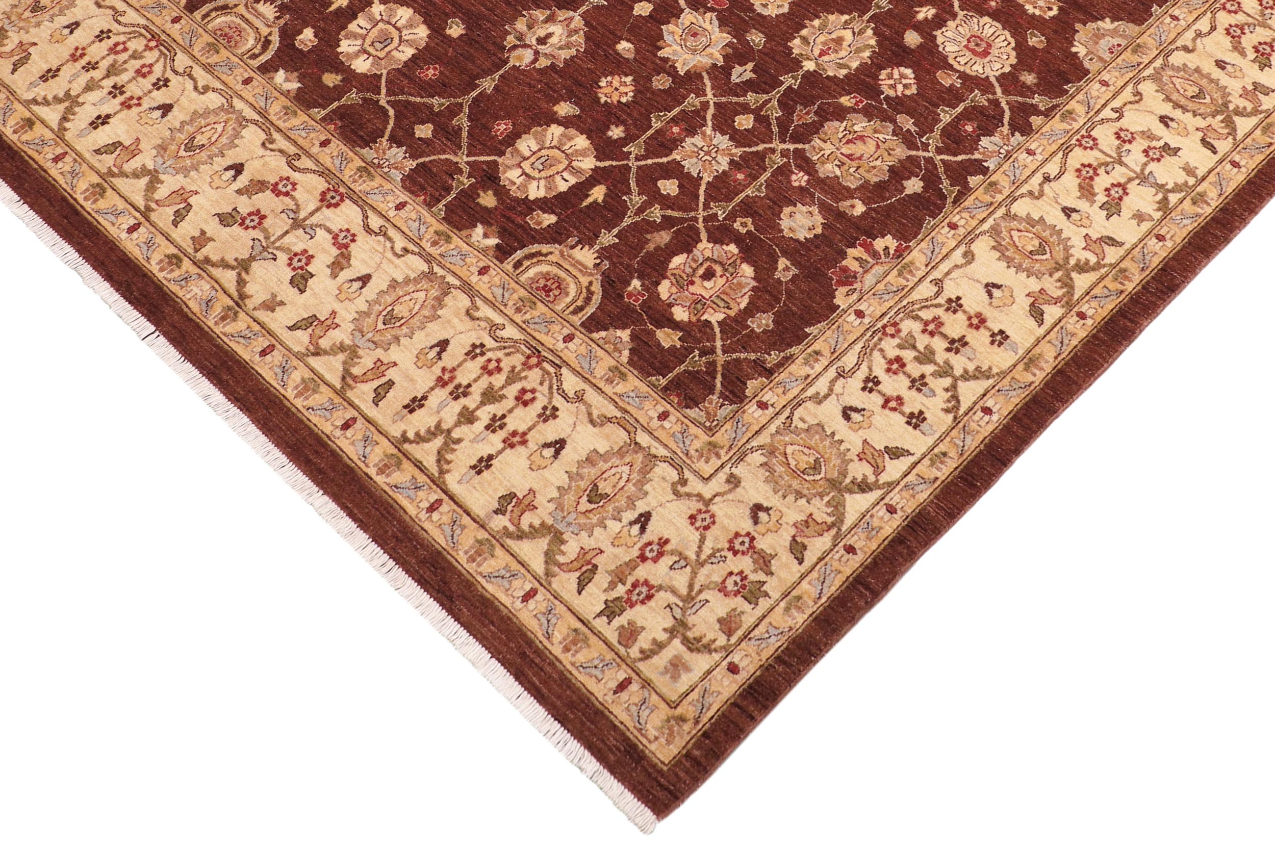 handmade Transitional Kafkaz Brown Beige Hand Knotted RECTANGLE 100% WOOL area rug 8' x 10'