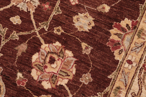 handmade Transitional Kafkaz Brown Beige Hand Knotted RECTANGLE 100% WOOL area rug 8' x 10'