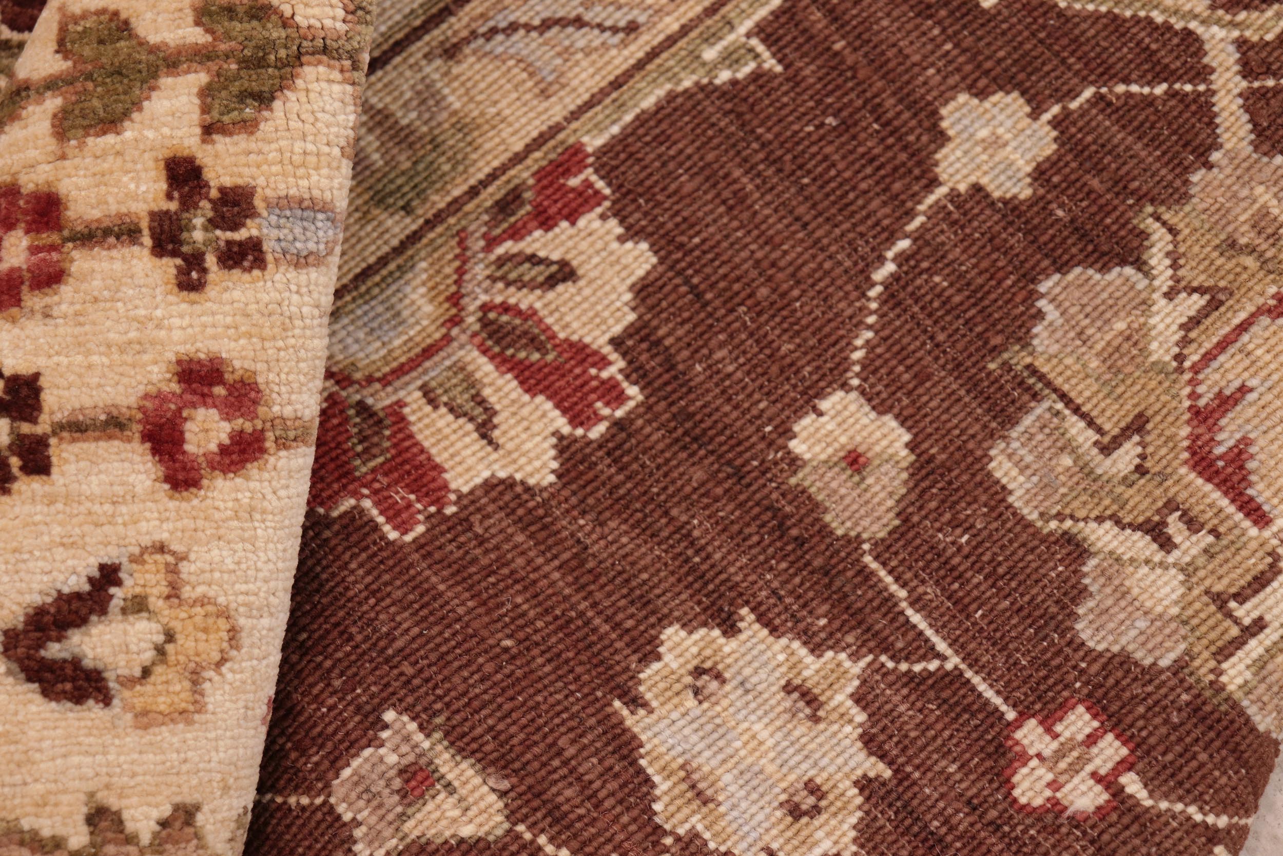 handmade Transitional Kafkaz Brown Beige Hand Knotted RECTANGLE 100% WOOL area rug 8' x 10'