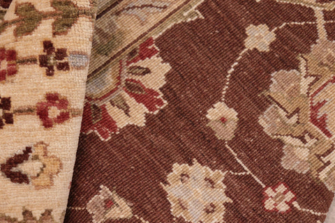 handmade Transitional Kafkaz Brown Beige Hand Knotted RECTANGLE 100% WOOL area rug 8' x 10'