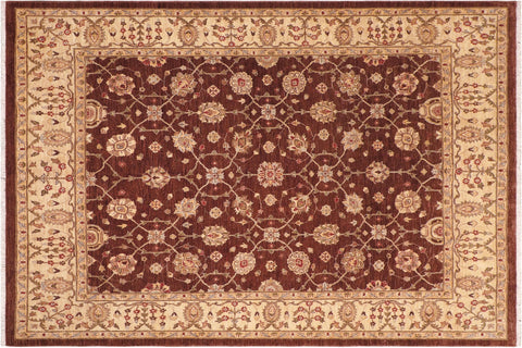 handmade Transitional Kafkaz Brown Beige Hand Knotted RECTANGLE 100% WOOL area rug 8' x 10'