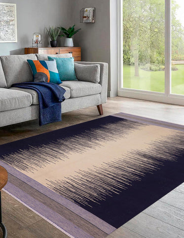handmade Modern Kilim Beige Blue Hand-Woven RECTANGLE 100% WOOL area rug 5 x 8