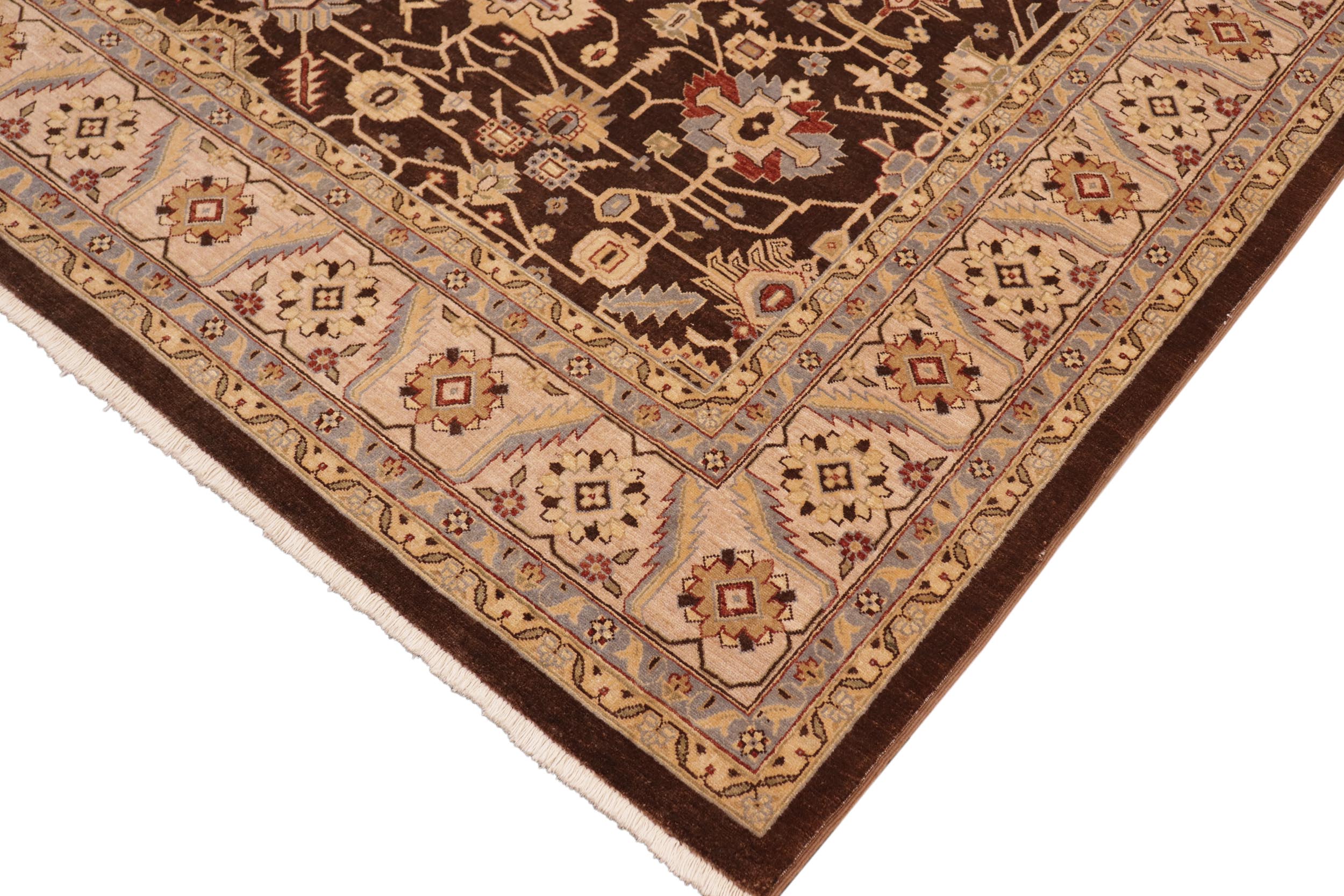 handmade Traditional Kafkaz Brown Beige Hand Knotted RECTANGLE 100% WOOL area rug 8x10