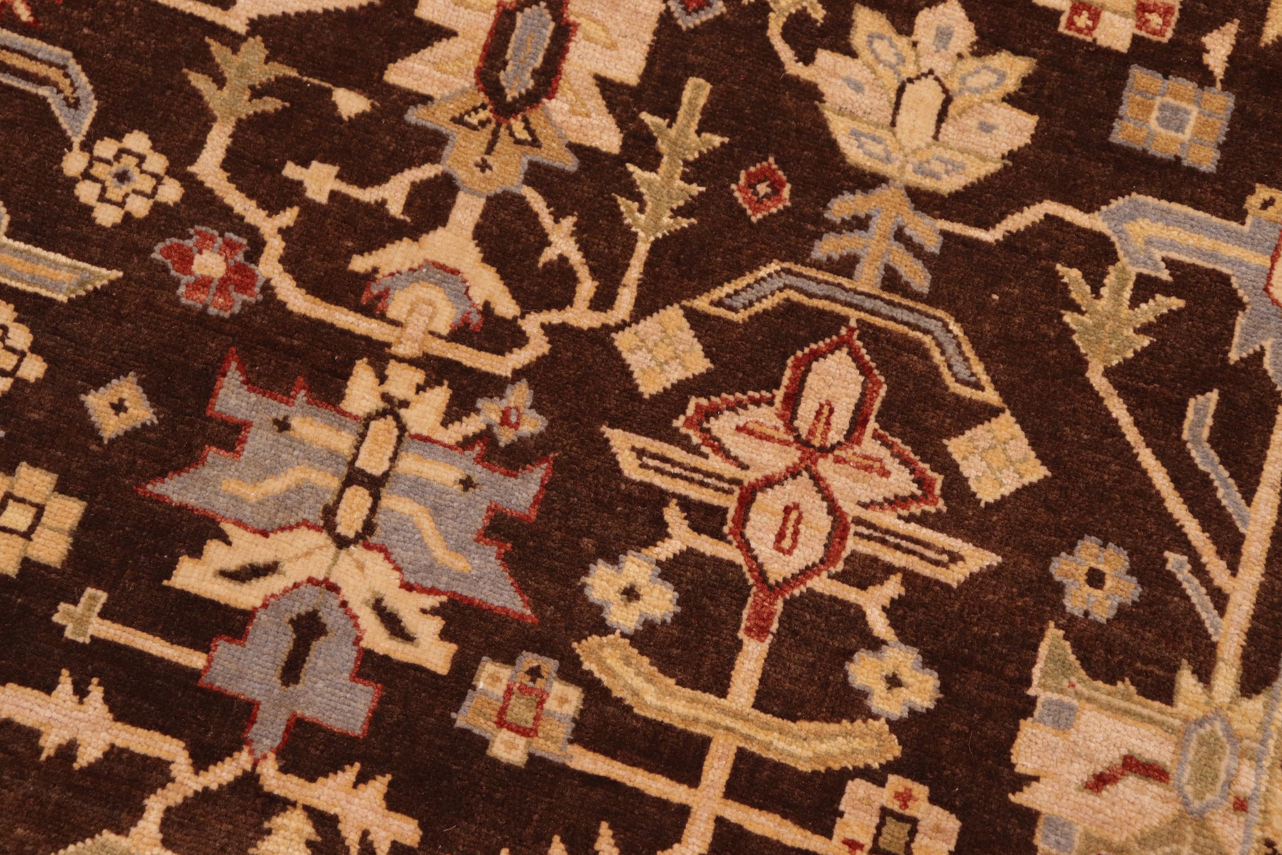 handmade Traditional Kafkaz Brown Beige Hand Knotted RECTANGLE 100% WOOL area rug 8x10