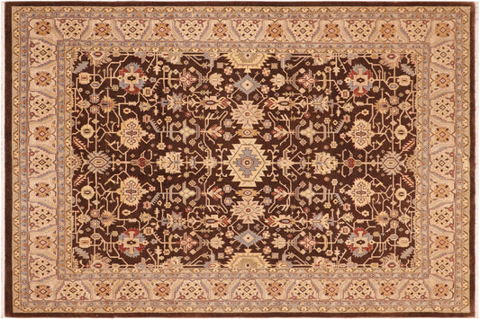 handmade Traditional Kafkaz Brown Beige Hand Knotted RECTANGLE 100% WOOL area rug 8x10