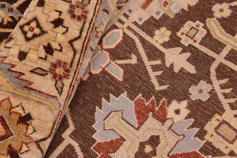 handmade Traditional Kafkaz Brown Beige Hand Knotted RECTANGLE 100% WOOL area rug 8x10